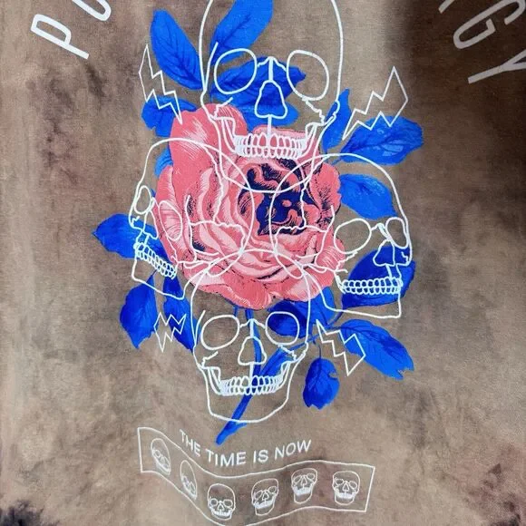 Chemistry Positive Energy Shirt‎ Mens L Tie Dye Skull Graphic Brown - Picture 4 of 10